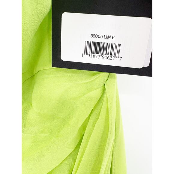 MAC DUGGAL Dress Size 6 Evening Gown NEW Lime Green Strapless Ruched Faux Wrap - Picture 5 of 9
